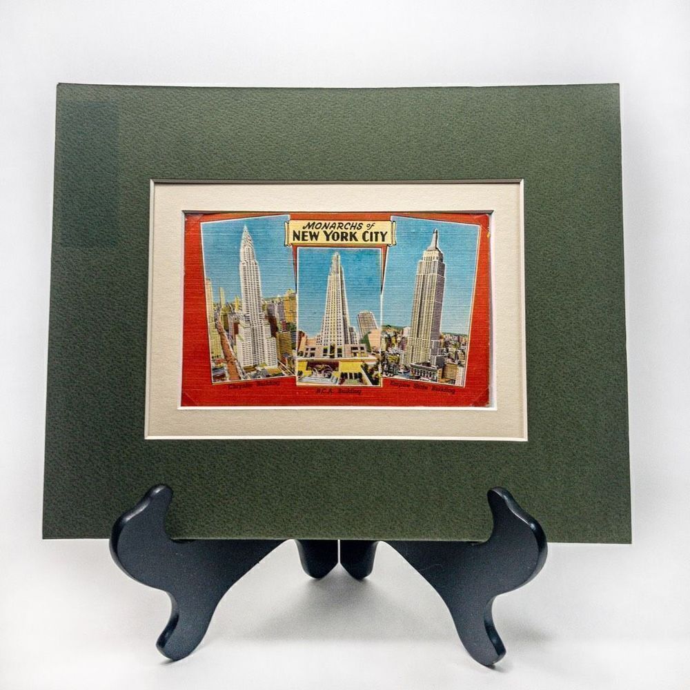 MCM Monarchs of New York City Vintage Postcard Double Matted